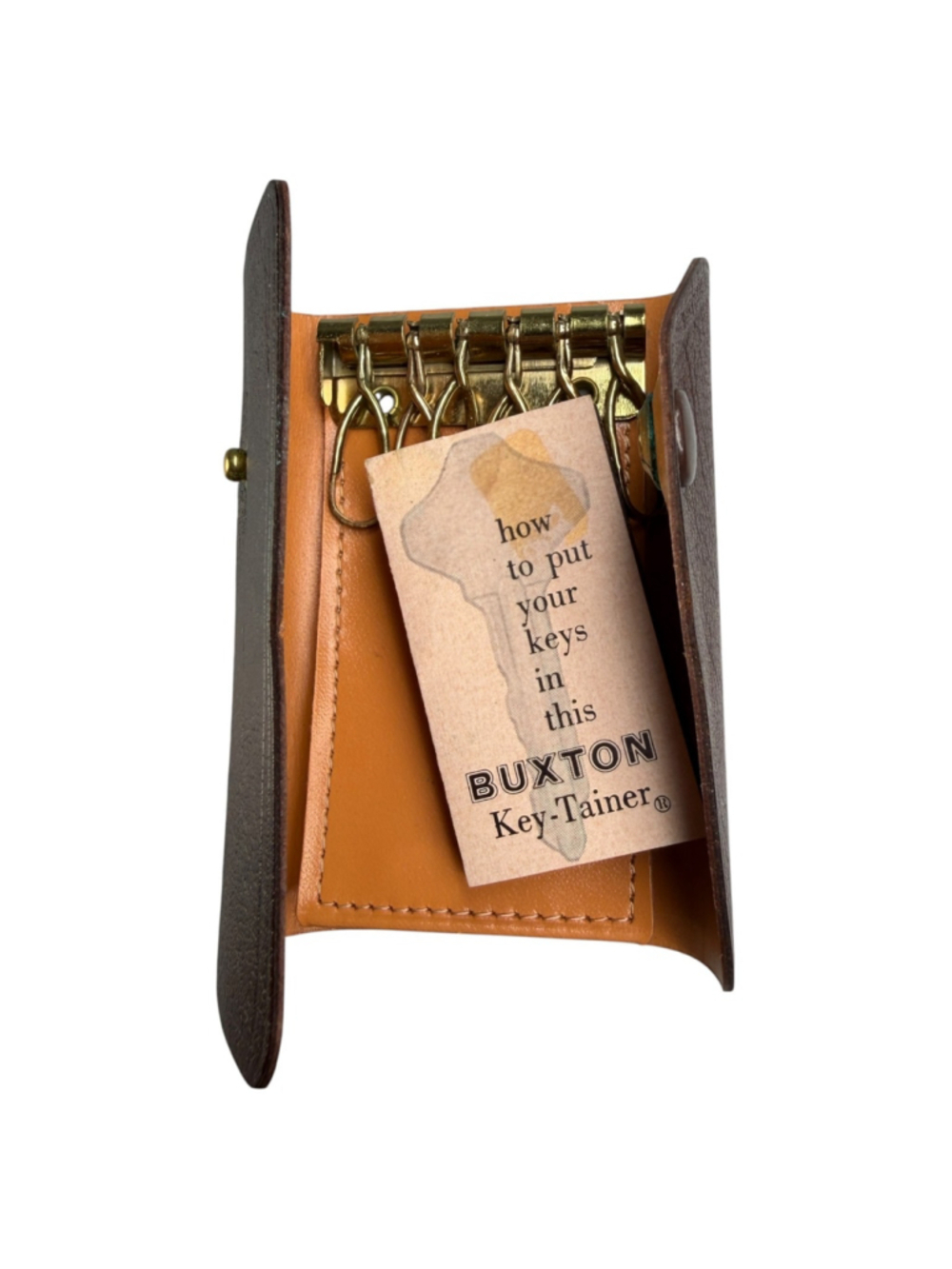 Buxton Key-Tainer Holder Tri-Fold 6 Ring Leather Wallet NEW